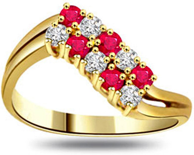 30% OFF on Surat Diamond 0.15ct Diamond & Ruby Ring Yellow Gold Diamond, Ruby 18 K Ring