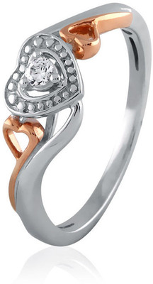 23% OFF on Velvetcase Two Tone Framed Heart Promise White Gold 18 K Ring