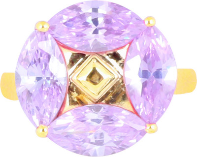 60% OFF on Sparkling Drop Brass Cubic Zirconia 14K Yellow Gold Plated Ring