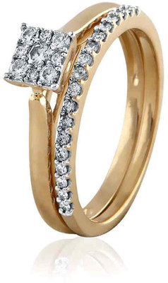 10% OFF on Velvetcase Diamond Cluster Bridal Set Yellow Gold 18 K Ring