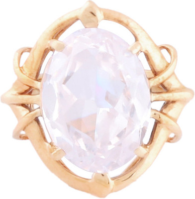 60% OFF on Sparkling Drop Brass Cubic Zirconia 14K Yellow Gold Plated Ring