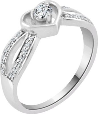 30% OFF on Silver On Ice Designer Heart Silver Cubic Zirconia Rhodium Plated Ring