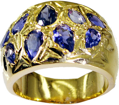 25% OFF on Riyo Unique Iolite Copper Jade 18K Yellow Gold Plated Ring