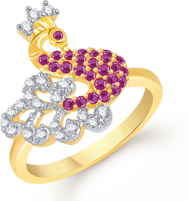 70% OFF on VK Jewels Radiant Mayur Alloy Cubic Zirconia Yellow Gold Plated 18 K Ring