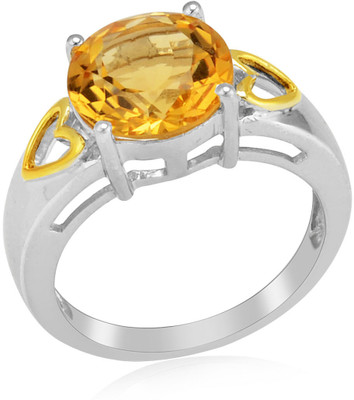 44% OFF on RosesNRibbons Gold Heart Sterling Silver Citrine Rhodium, 18K Yellow Gold Plated Ring