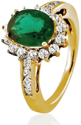 10% OFF on Velvetcase Green Floral Diamond Yellow Gold 18 K Ring