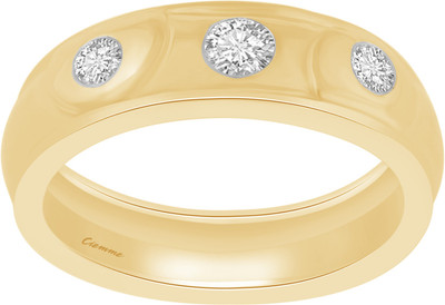 50% OFF on Ciemme 0.64 CT 3-Stone Stackable Silver Cubic Zirconia 18K Yellow Gold Plated Ring
