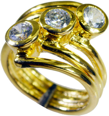 24% OFF on Riyo Ravishingstar White Cz Copper Cubic Zirconia 18K Yellow Gold Plated Ring