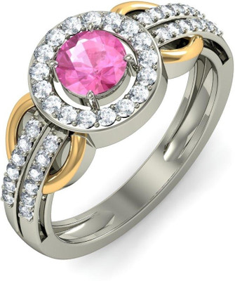 BlueStone The Silene White Gold Diamond, Sapphire 18K White Gold Plated 18 K Ring