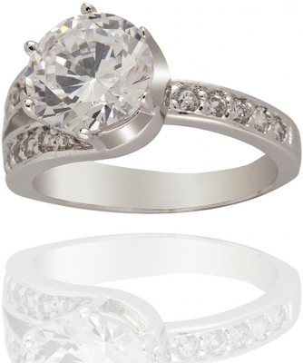 65% OFF on Siyora Finger Brass Cubic Zirconia Rhodium Plated Ring