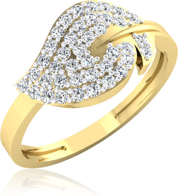 31% OFF on Forevercarat Petal Swirl Silver Diamond 14K Yellow Gold Plated Ring
