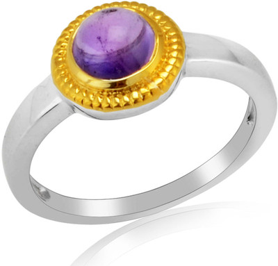 36% OFF on RosesNRibbons Tribal Twist Sterling Silver Amethyst Rhodium, 18K Yellow Gold Plated Ring