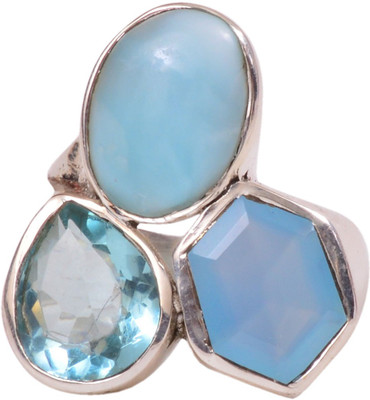 47% OFF on Rubera Silver Chalcedony, Topaz Ring