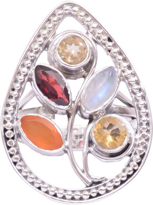 45% OFF on Rubera Silver Moonstone, Agate, Garnet Ring