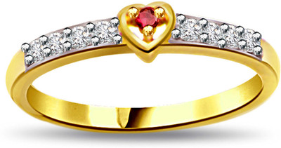 30% OFF on Surat Diamond 0.12ct Diamond & Ruby Heart Ring SDR1001 Yellow Gold Diamond, Ruby 18 K Ring
