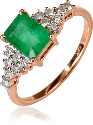 15% OFF on Rakam Gold Emerald, Diamond 14K Rose Gold Plated 14 K Ring