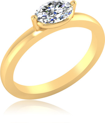 37% OFF on IskiUski Ethnicity Oval Solitaire Sterling Silver Swarovski Crystal 14K Yellow Gold Plated Ring