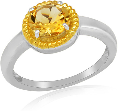 44% OFF on RosesNRibbons Sparkly Bauble Sterling Silver Citrine Rhodium, 18K Yellow Gold Plated Ring