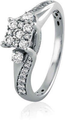 10% OFF on Velvetcase Swirly Diamond Cluster Engagement White Gold 18 K Ring