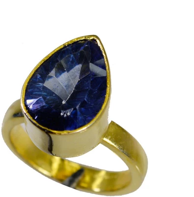 26% OFF on Riyo Prettystar Blue Mystic Quartz Copper Cubic Zirconia 18K Yellow Gold Plated Ring