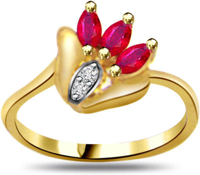30% OFF on Surat Diamond Diamond & Marquise Ruby Ring SDR961 Yellow Gold Diamond, Ruby 18 K Ring