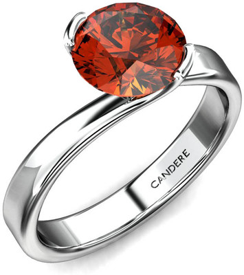 20% OFF on Candere Casper Garnet White Gold Garnet Rhodium Plated 14 K Ring