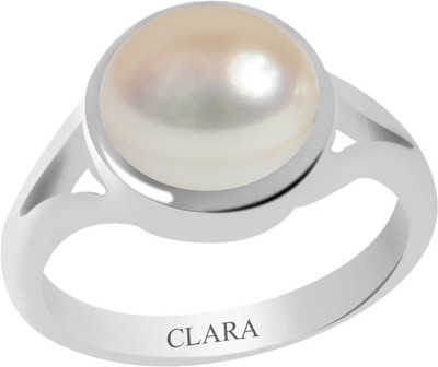 55% OFF on Clara Certified Moti 9.3 cts or 10.25 ratti Zoya Sterling Silver Pearl Ring