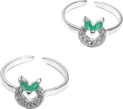 Jewel Craft Silver Onyx, Cubic Zirconia Rhodium Plated Toe Ring