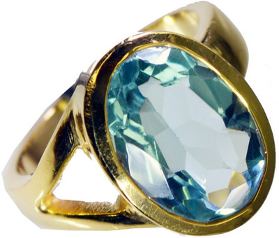 57% OFF on Riyo Enticingstar Blue Topaz Cz Copper Cubic Zirconia 18K Yellow Gold Plated Ring