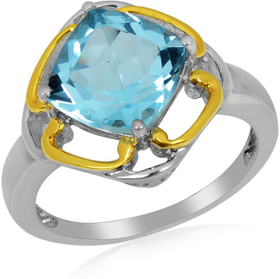 33% OFF on RosesNRibbons Charming Elegance Sterling Silver Topaz Rhodium, 18K Yellow Gold Plated Ring