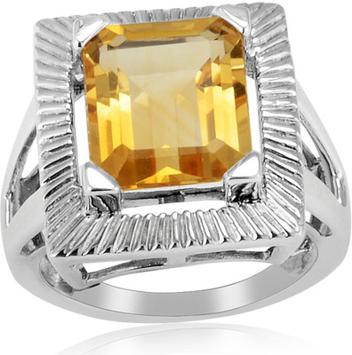 52% OFF on RosesNRibbons Dainty Princess Sterling Silver Citrine Rhodium Plated Ring