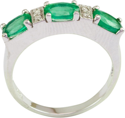 15% OFF on Rakam Gold Emerald, Diamond 14K White Gold Plated 14 K Ring