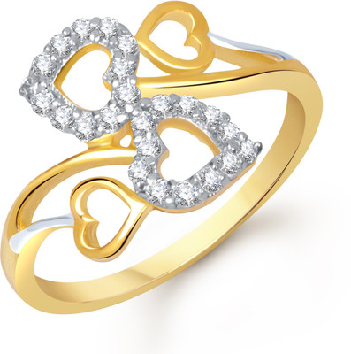 69% OFF on VK Jewels Twin Heart Alloy Cubic Zirconia 18K Yellow Gold Plated Ring