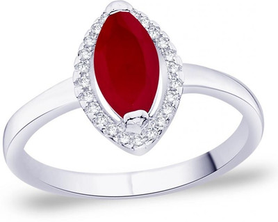 24% OFF on Taraash Red Oval Sterling Silver Cubic Zirconia Ring