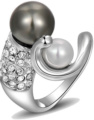 57% OFF on Kaizer Jewelry Alloy Cubic Zirconia, Pearl 18K White Gold Plated Ring