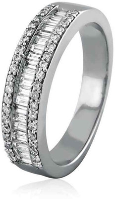 5% OFF on Velvetcase Baguette And Diamond Edge Band White Gold 18 K Ring