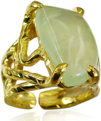 22% OFF on Riyo Shapelystar Prehnite Copper Onyx 18K Yellow Gold Plated Ring