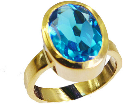 24% OFF on Riyo Teasing Blue Topaz Cz Copper Cubic Zirconia 18K Yellow Gold Plated Ring