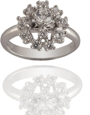 65% OFF on Siyora Studded Brass Cubic Zirconia Rhodium Plated Ring