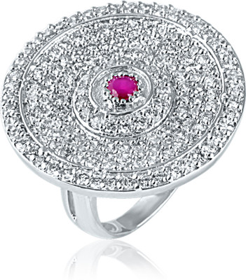 42% OFF on Mahi Cocktail Alloy, Brass Cubic Zirconia, Ruby Rhodium Plated Ring