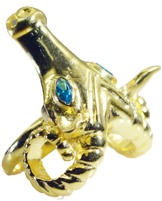 24% OFF on Riyo Captivating Blue Topaz Cz Copper Cubic Zirconia 18K Yellow Gold Plated Ring