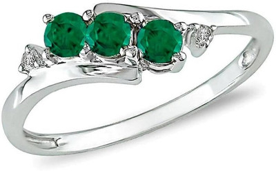 35% OFF on Facetzinspire Silver Emerald Sterling Silver Plated Ring