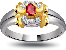 Surat Diamond Trendy Diamond & Ruby Ring SDR1014 Yellow Gold Diamond, Ruby Ring