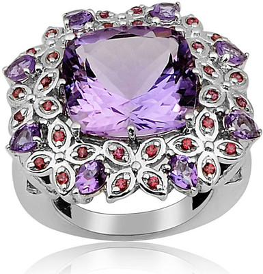 41% OFF on RosesNRibbons Sterling Silver Amethyst, Garnet Rhodium Plated Ring