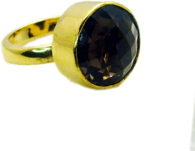 25% OFF on Riyo Delicatestar Smoky Quartz Copper Quartz 18K Yellow Gold Plated Ring