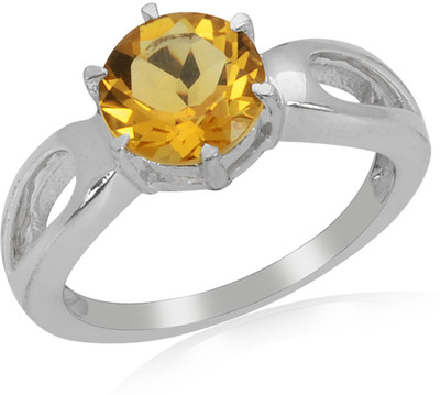 33% OFF on RosesNRibbons Classic Affair Sterling Silver Citrine Rhodium Plated Ring