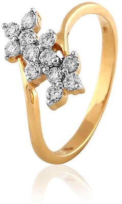 9% OFF on Velvetcase Twin Floret Diamond Yellow Gold 18 K Ring