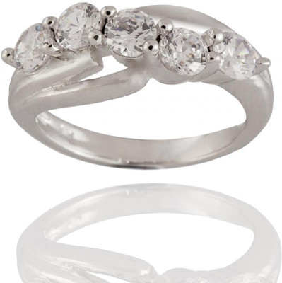 Siyora Designer Brass Cubic Zirconia Rhodium Plated Ring