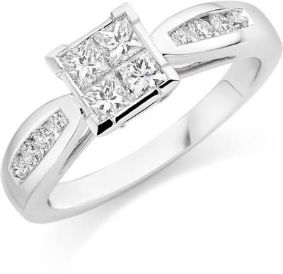 33% OFF on Amogh Jewels Queen Sterling Silver Diamond 14K White Gold Plated Ring