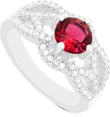 30% OFF on Gemtogems Sterling Silver Cubic Zirconia, Ruby Rhodium Plated Ring